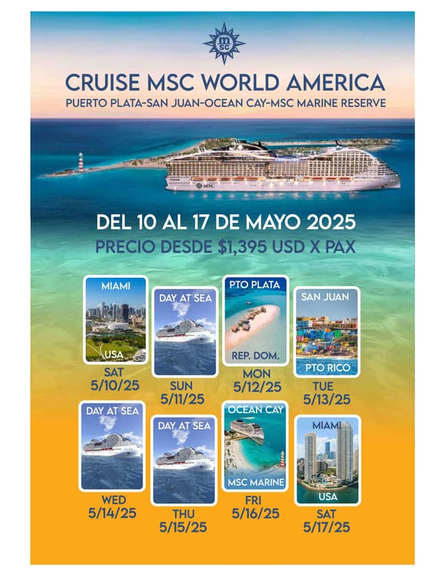 Cruise MSC World America Mayo 2025