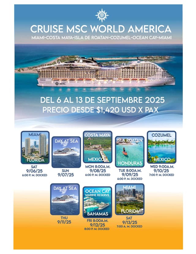 Cruise MSC World America Septiembre 2025